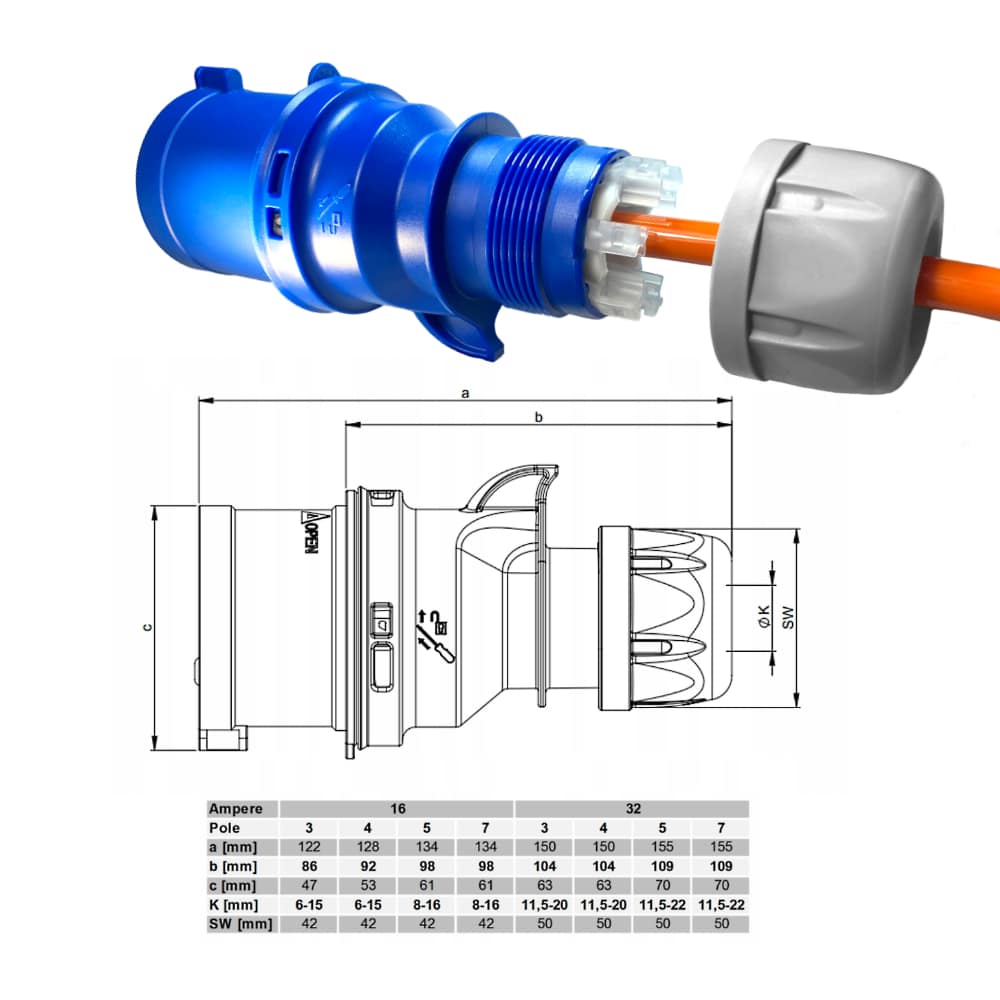 Polyurethanverlängerung CEE H07BQ-F 3x2,5 mm2 auf Trommel 50m – Bild 7