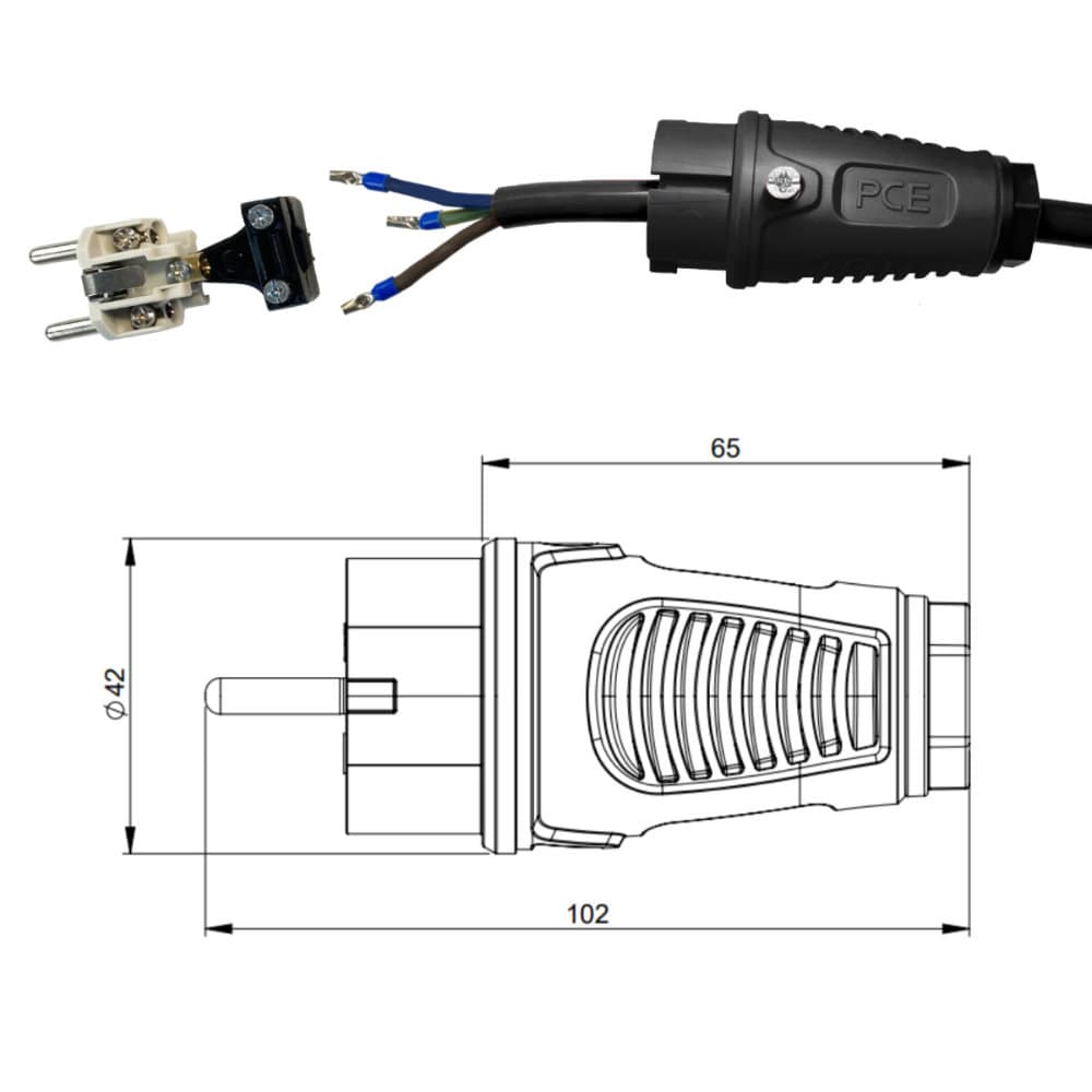Verlängerung mit Sicherung, Gummi H07RN-F 3x2,5mm2 1m – Bild 9