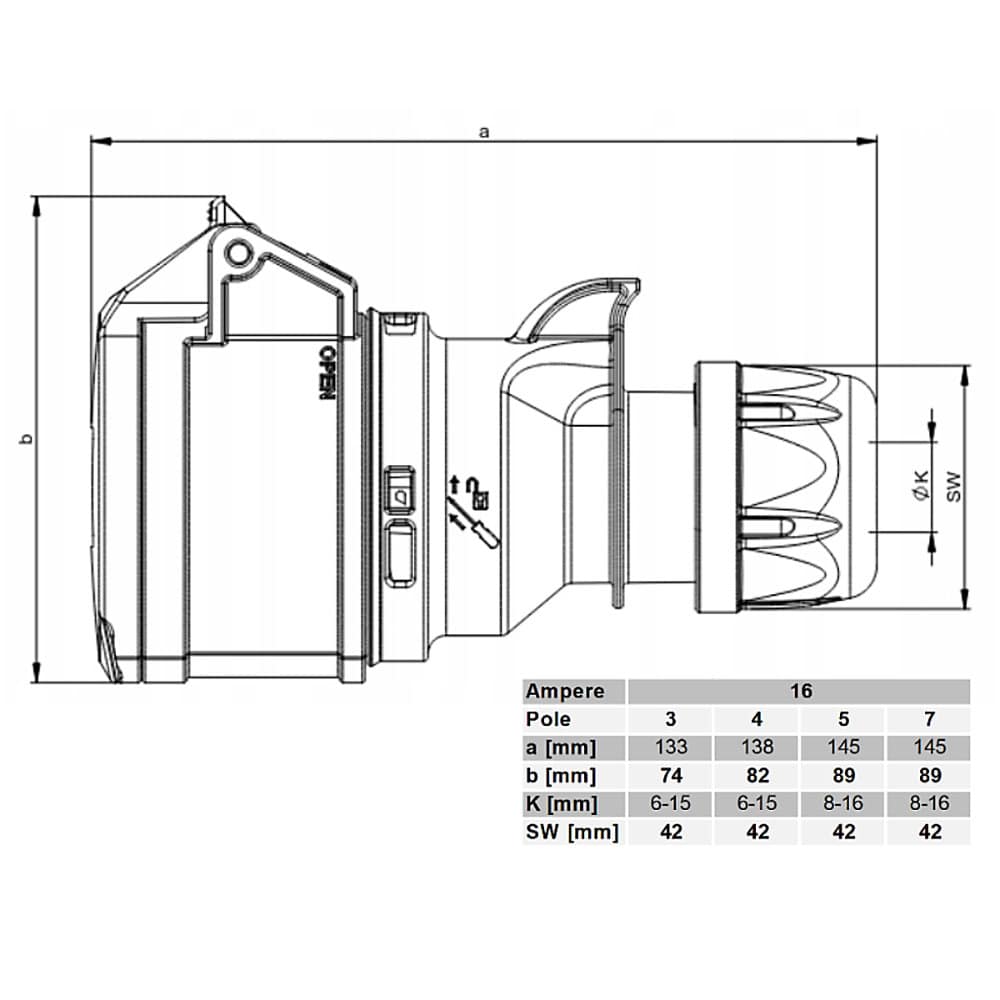 Schaltgetriebe, Stromadapter 32A Steckdose für 16A 3m – Bild 8
