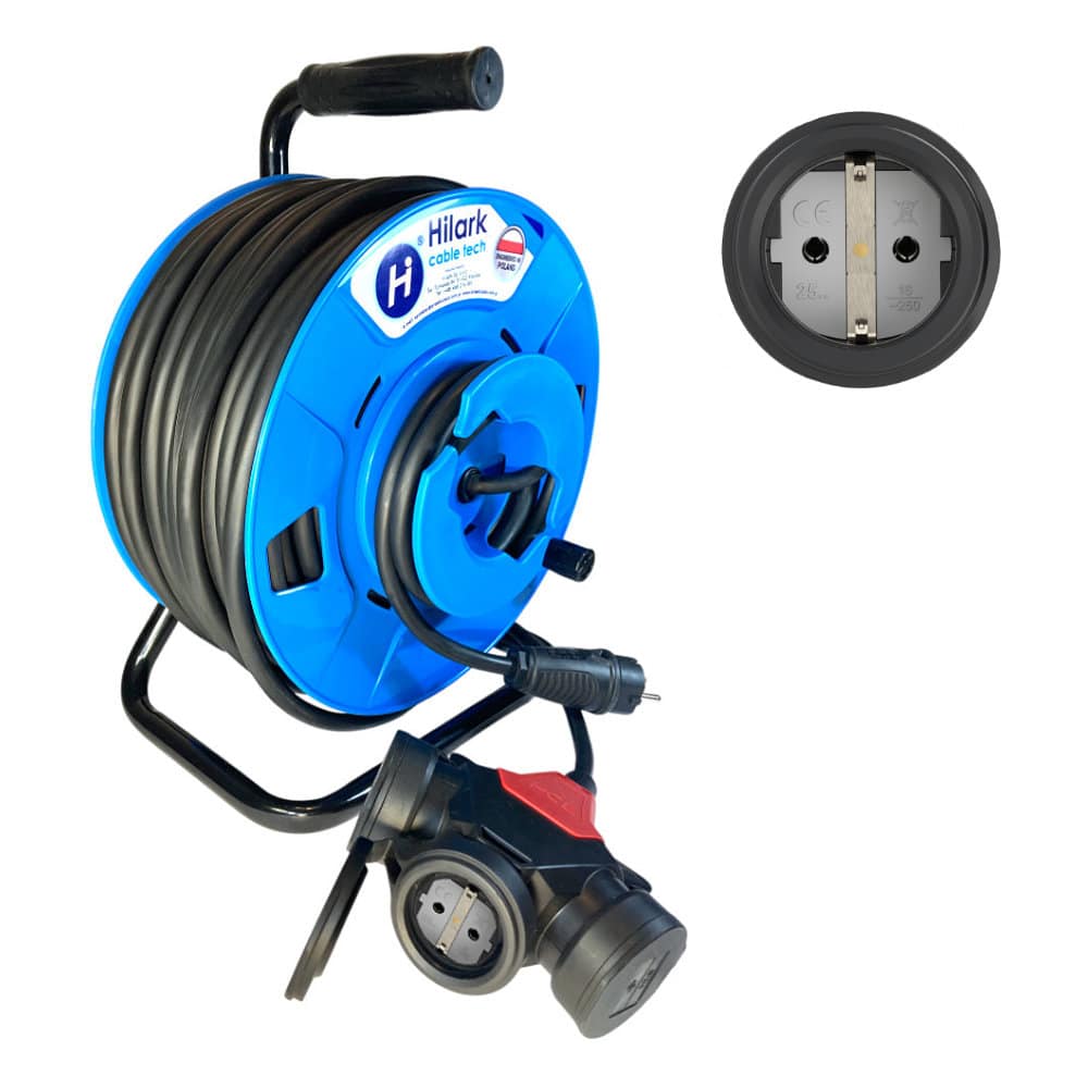 Gummiverlängerung H05RR-F 3x2,5 mm2 auf umgekehrter Trommel mit Dreieck 30m – Bild 2