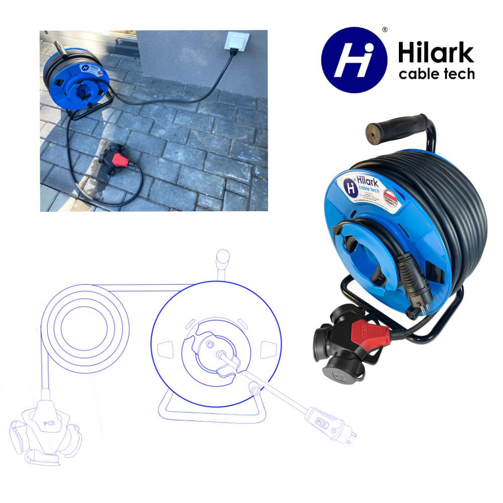 Gummiverlängerung H05RR-F 3x2,5 mm2 auf umgekehrter Trommel mit Dreieck 30m – Bild 5