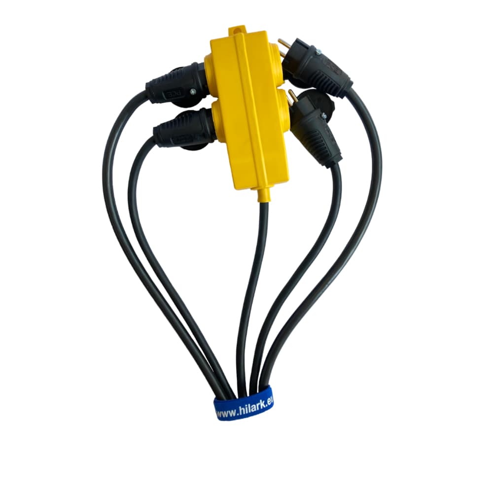 Gelbe Verzweigerung und Steckdose Verlängerung Gummi 3x2,5 1m – Bild 6