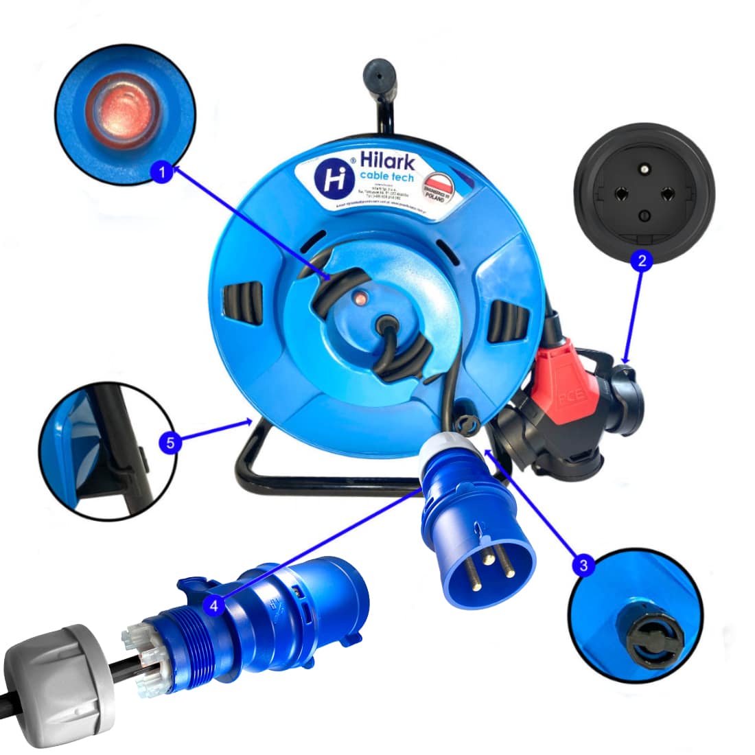 Gummiextender CEE H05RR-F 3x2,5 mm2 auf umgekehrter Trommel mit Dreier 25m – Bild 3