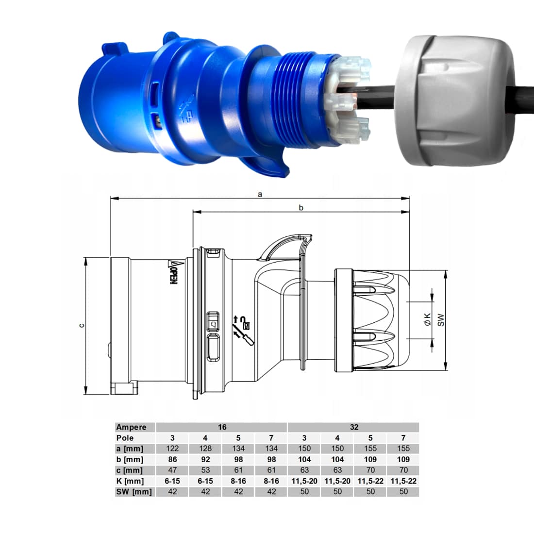 Gummiextender CEE H05RR-F 3x2,5 mm2 auf umgekehrter Trommel mit Dreier 25m – Bild 7