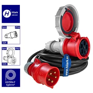 Schaltgetriebe, Stromadapter 32A Steckdose 63A 3m