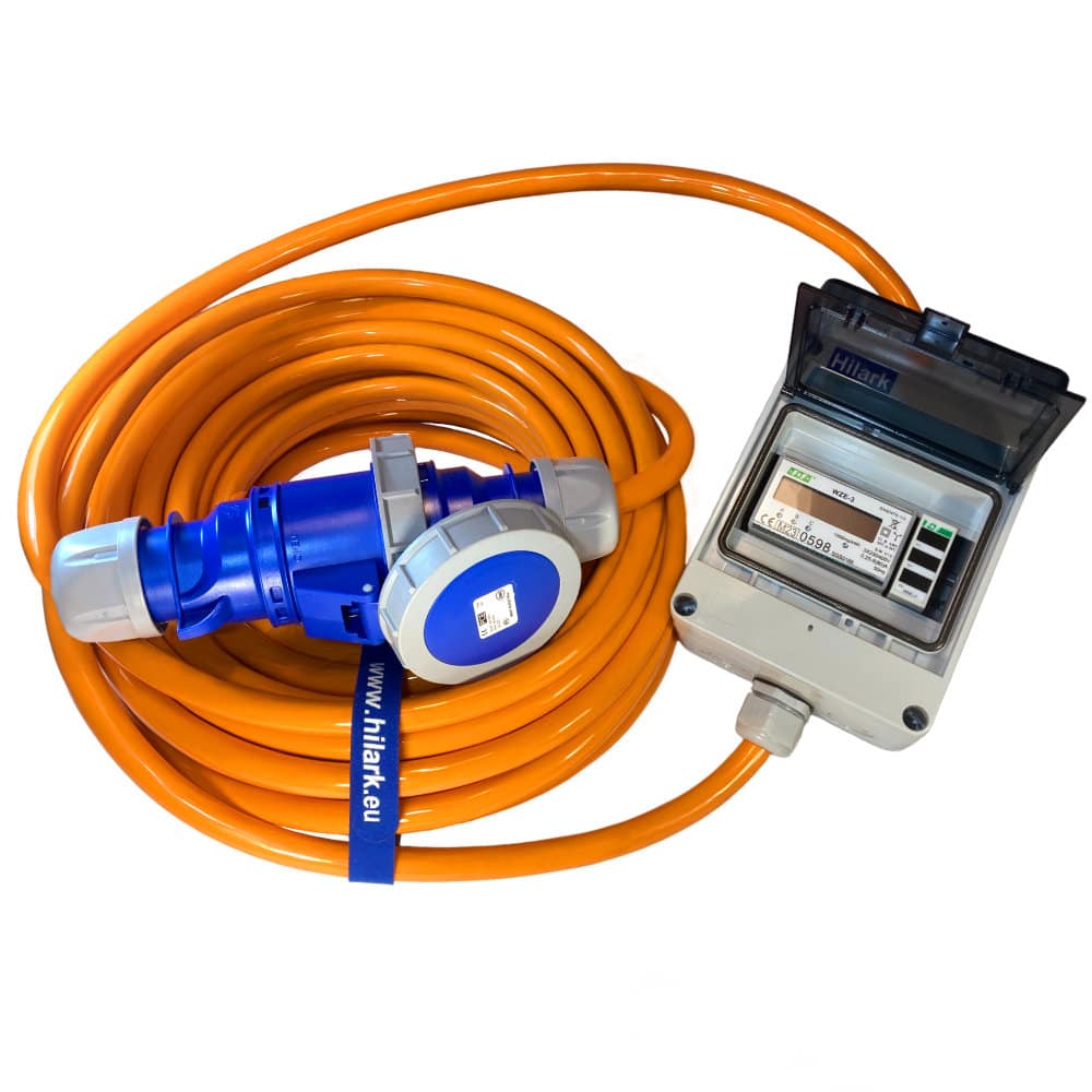 Stromverlängerung für Camper 32A PUR H07BQ-F 5x4mm2 IP65 mit Zähler und Voltmeter 25m – Bild 8