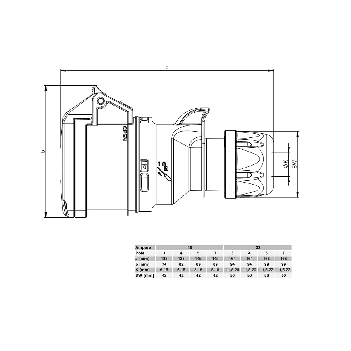 Stromverlängerung mit Phasenzähler 32A H07RN-F 5x4mm2 Verteiler IP40 5m – Bild 10