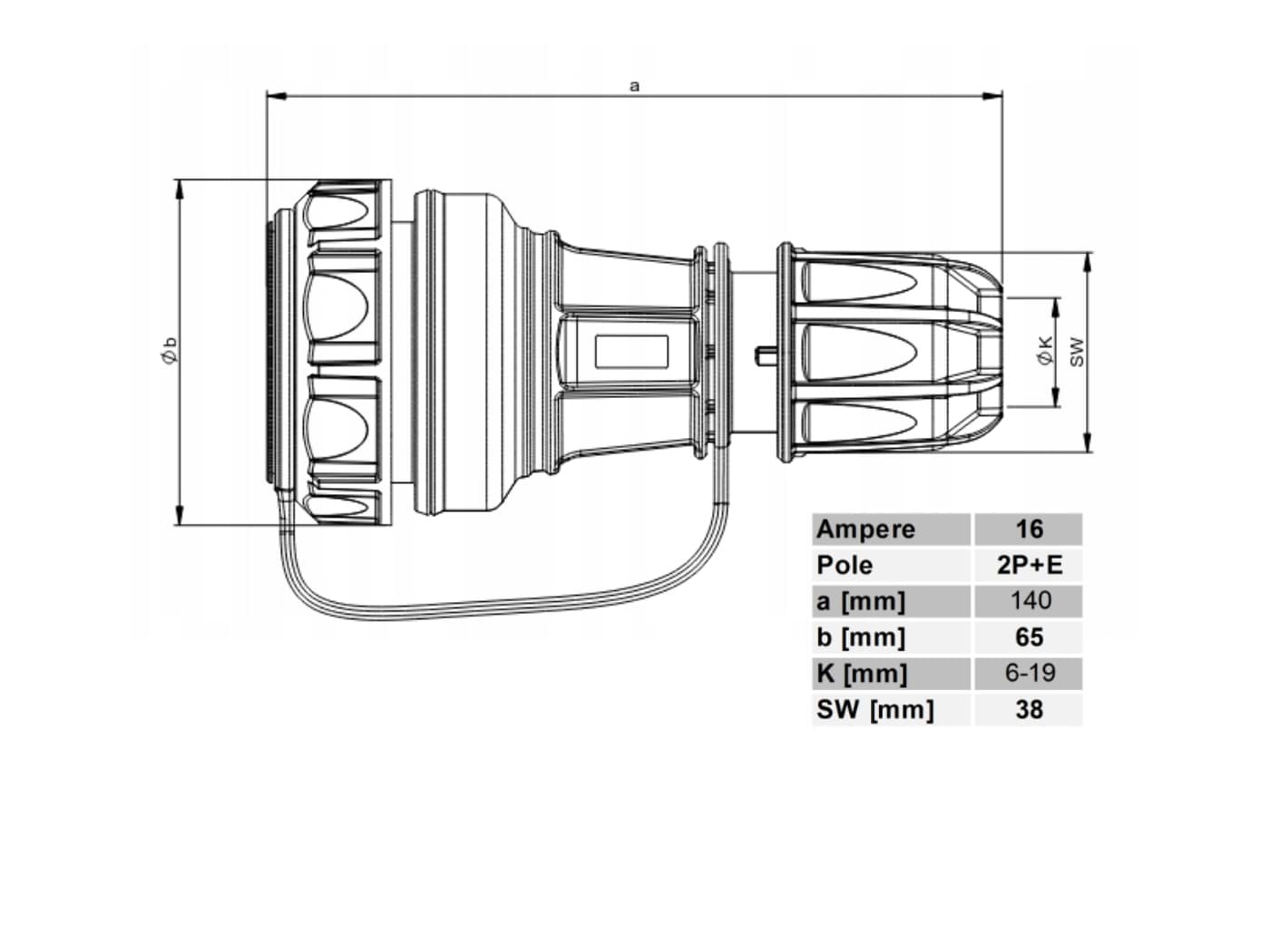 Gummiverlängerung H07RN-F 3x4mm2 16A IP67 1m – Bild 4