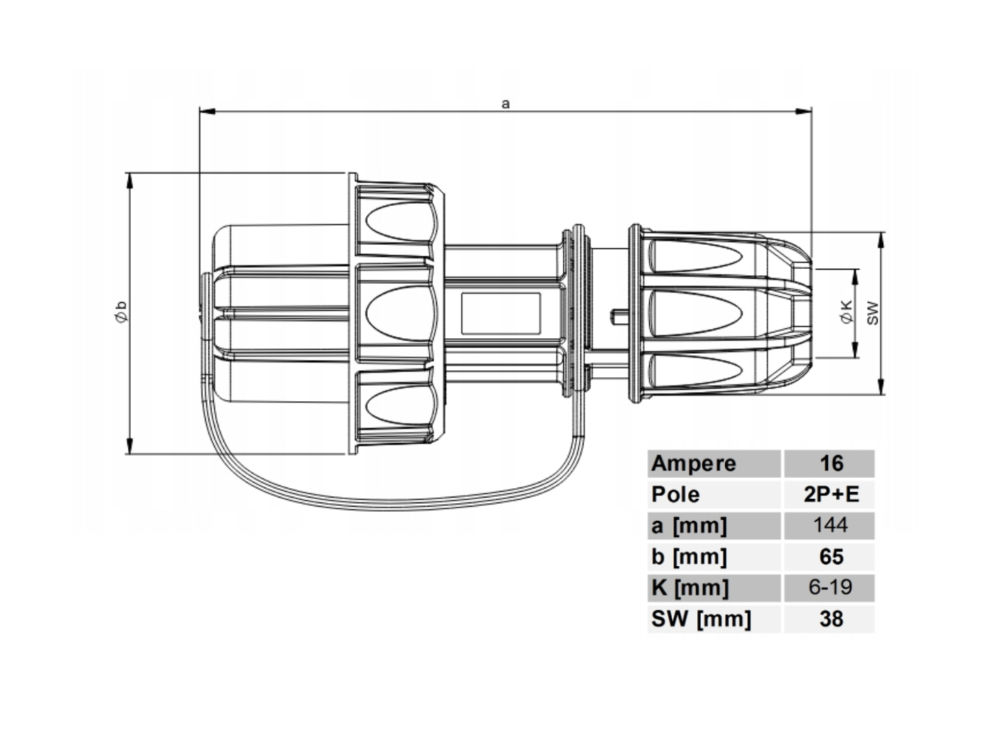Gummiverlängerung H07RN-F 3x4mm2 16A IP67 1m – Bild 3