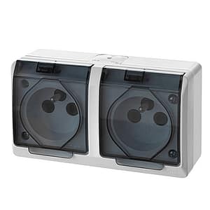 HERMES 2K gniazdo natynkowe hermetyczne IP44 2x2P+Z BIAŁE 0322-01 EPN