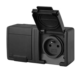 AQUANT 2K gniazdo natynkowe hermetyczne podwójne IP55 2x2P+Z antracyt 5042-17 EPN