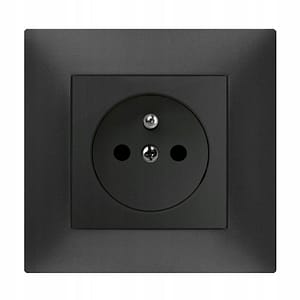 GNIAZDO POJEDYNCZE ELEKTRYCZNE CZARNE CARLA Z UZIEMIENIEM 2P+Z EPN 1733-09