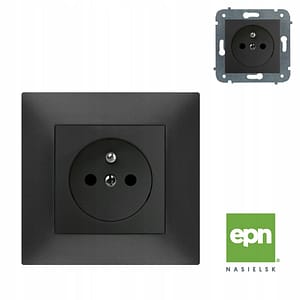 GNIAZDO POJEDYNCZE ELEKTRYCZNE CZARNE CARLA Z UZIEMIENIEM 2P+Z EPN 1733-09